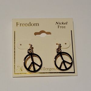 Women Freedom Nickel Free Peace Dangle Earrings